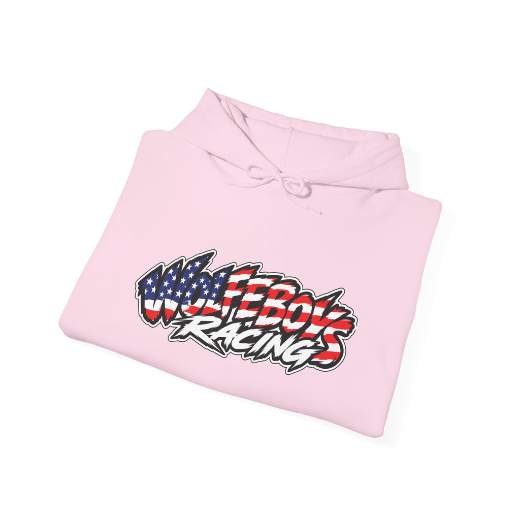 Wolfeboys Racing Hoodie – American Flag Graphic Racing Pullover