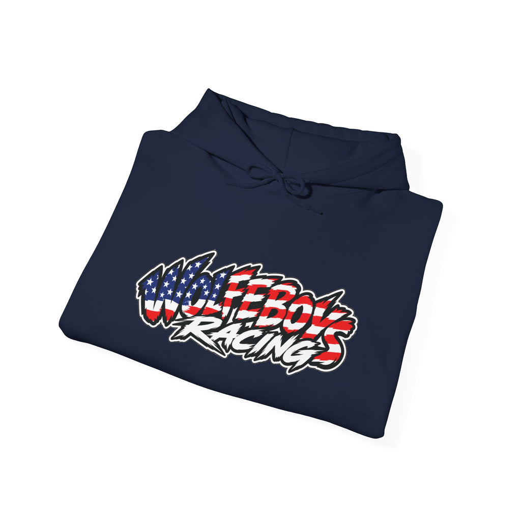 Wolfeboys Racing Hoodie – American Flag Graphic Racing Pullover