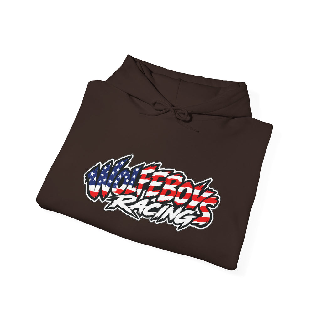 Wolfeboys Racing Hoodie – American Flag Graphic Racing Pullover