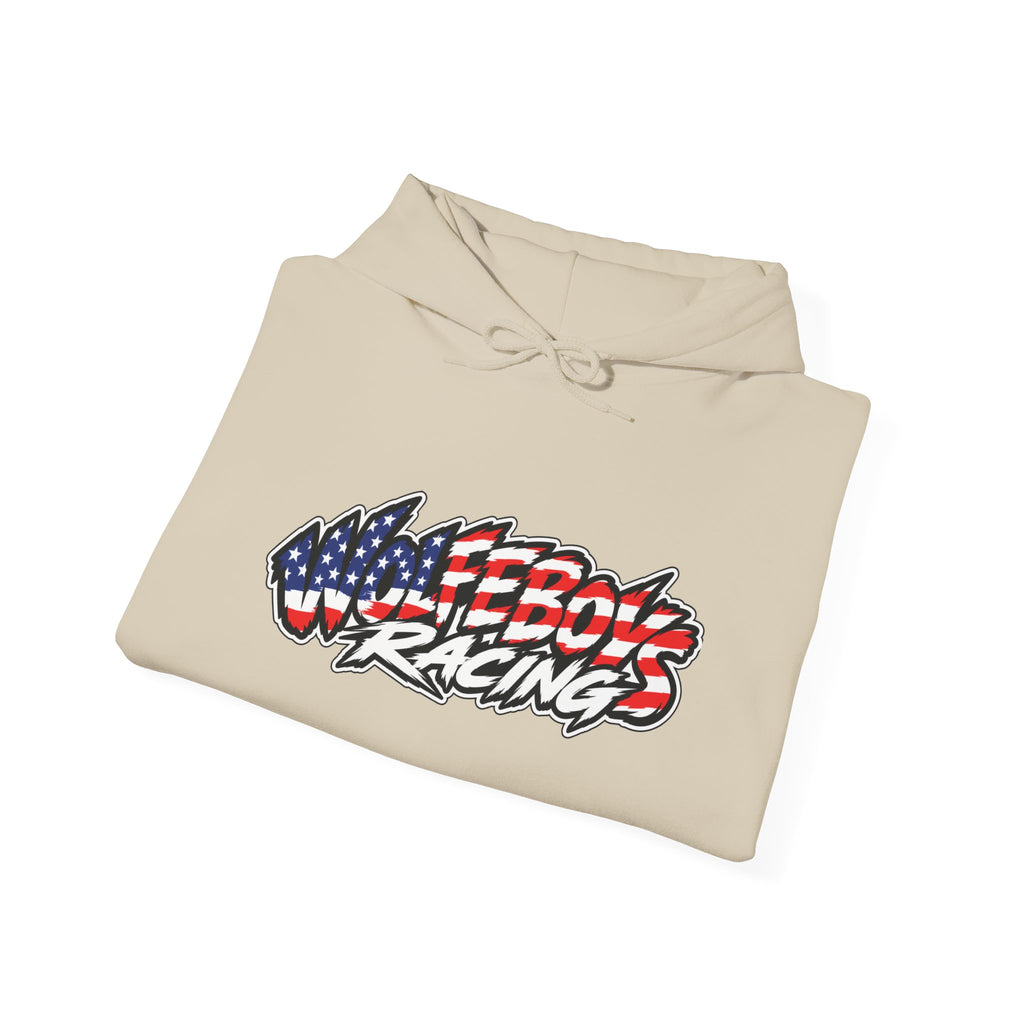Wolfeboys Racing Hoodie – American Flag Graphic Racing Pullover