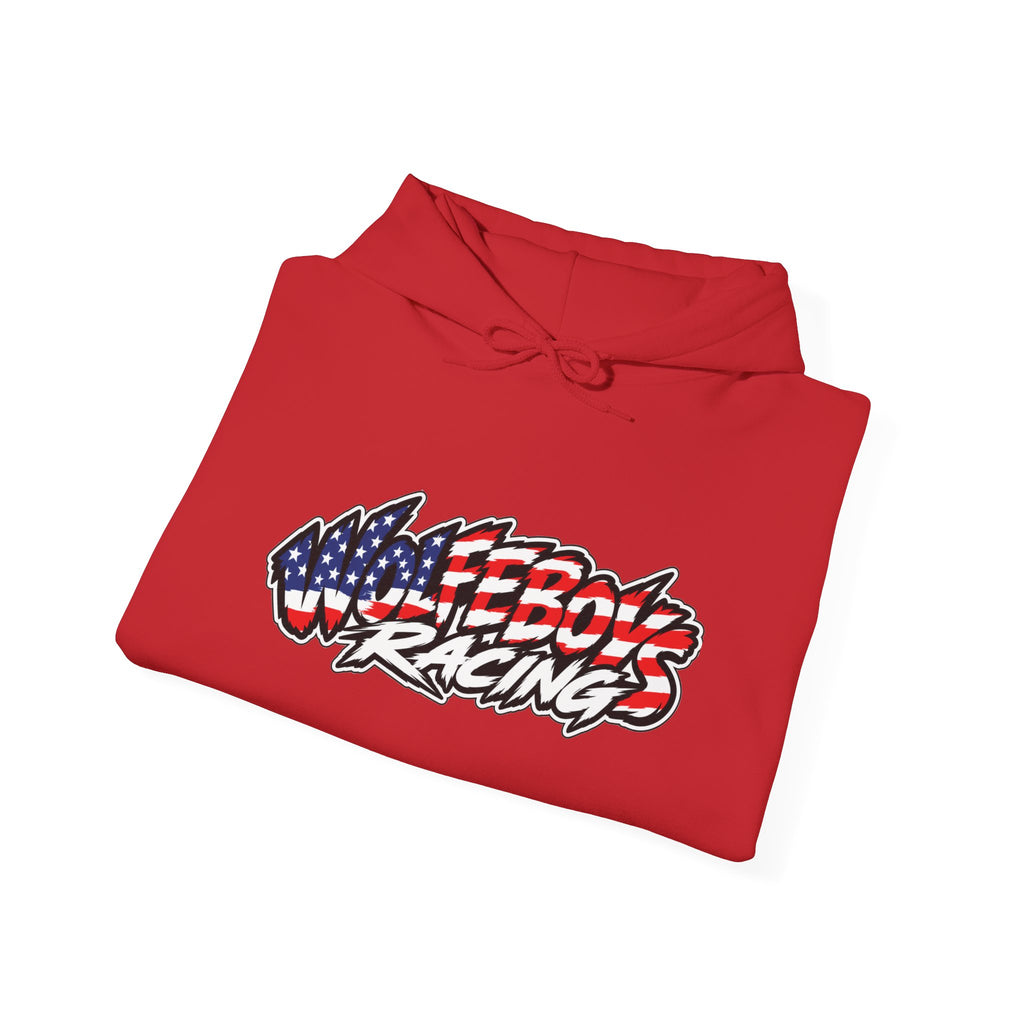Wolfeboys Racing Hoodie – American Flag Graphic Racing Pullover