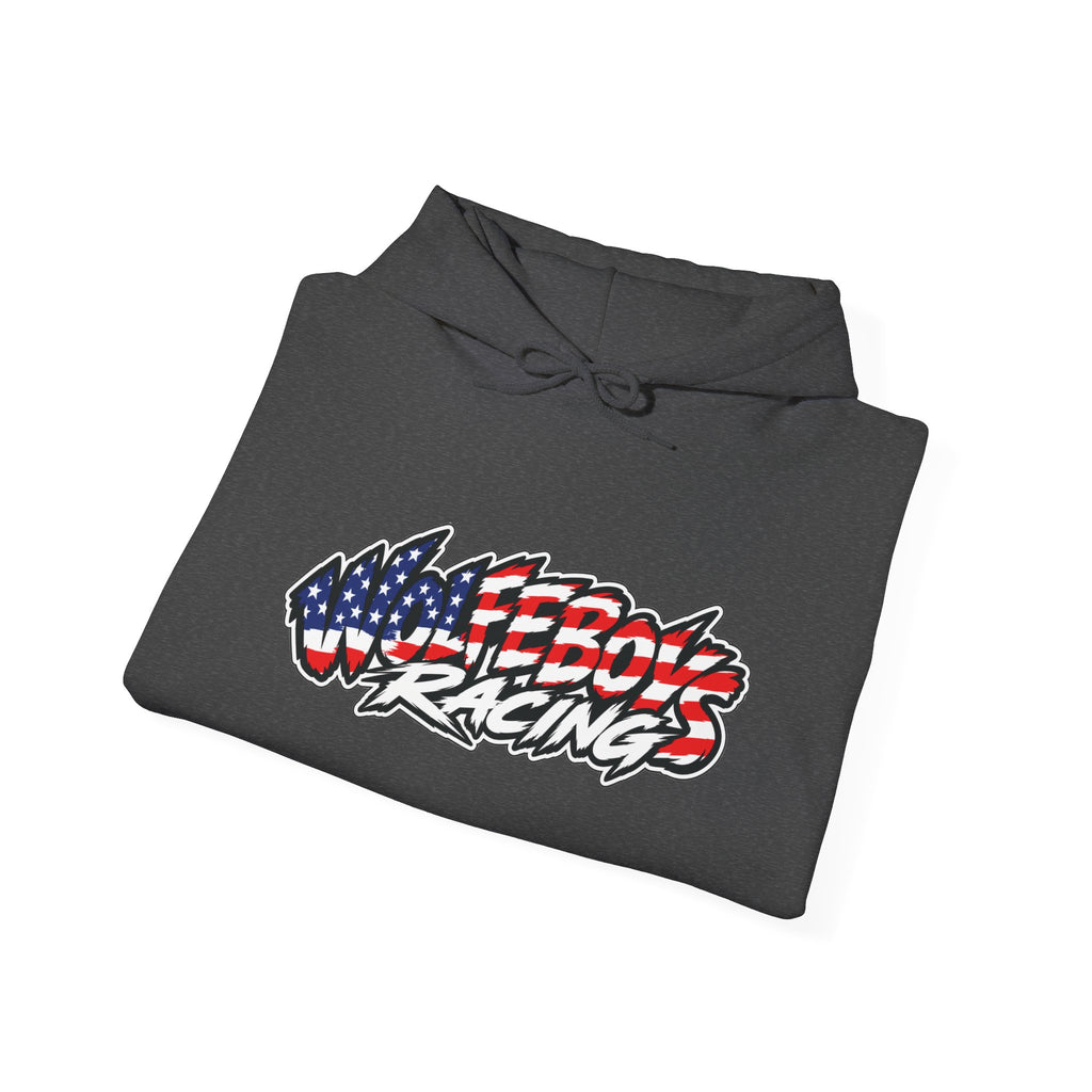 Wolfeboys Racing Hoodie – American Flag Graphic Racing Pullover