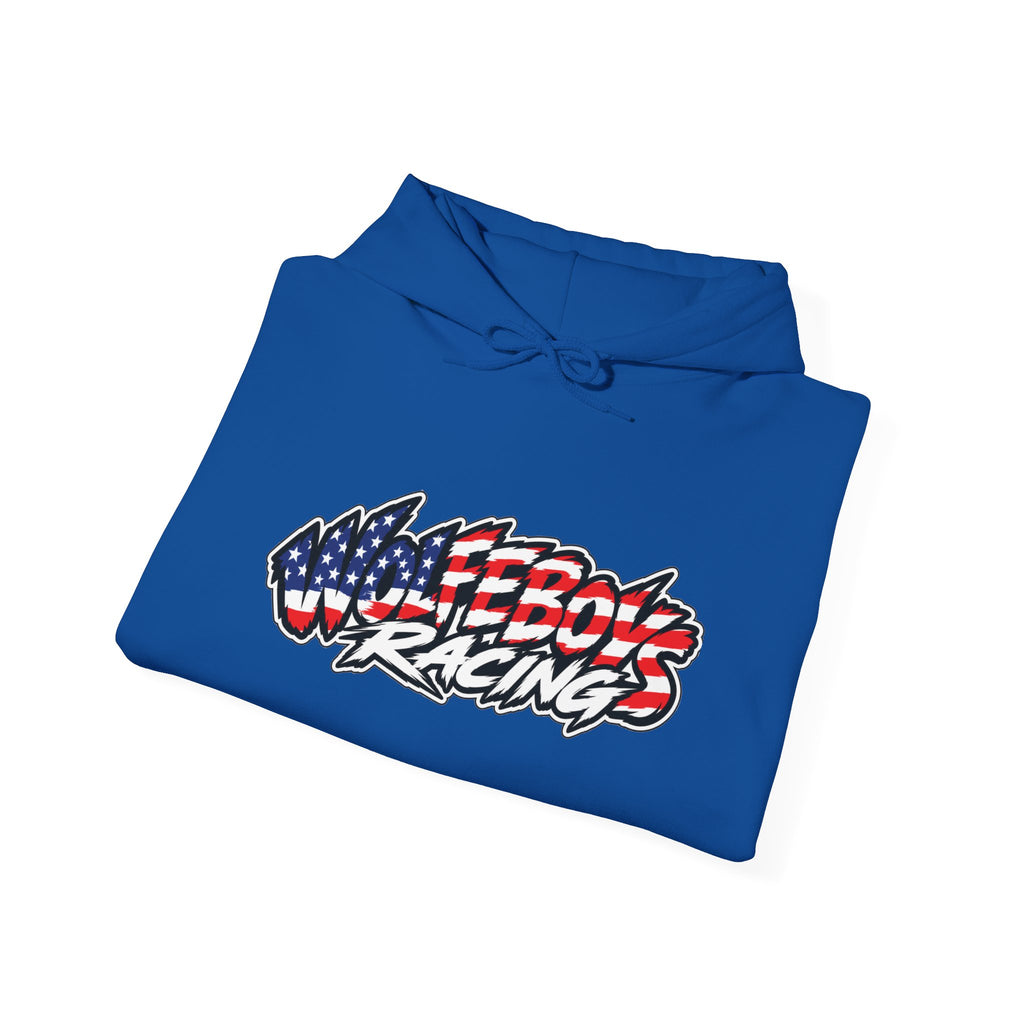 Wolfeboys Racing Hoodie – American Flag Graphic Racing Pullover